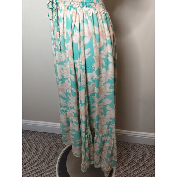 Tiare Hawaii Floral Maxi Dress Open Back Smocked Waist Beach - Picture 7 of 12